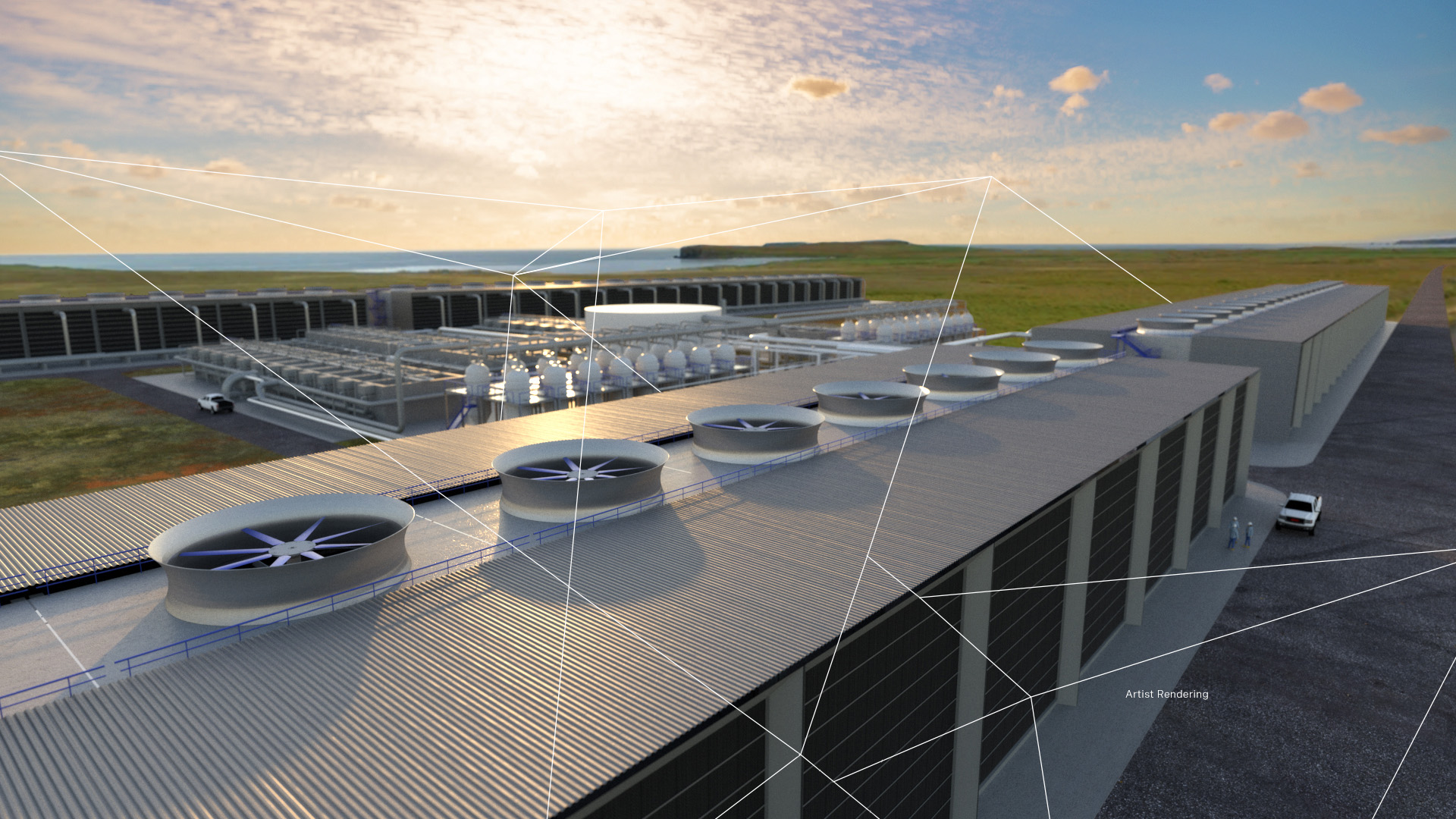 Artist rendering of 1PointFive Direct Air Capture facility 